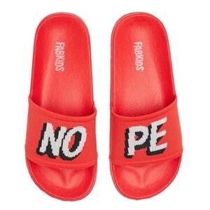 Fabkids Boy's Knit Graphic 'Nope' Slide in Red, Size 13/1​​​​